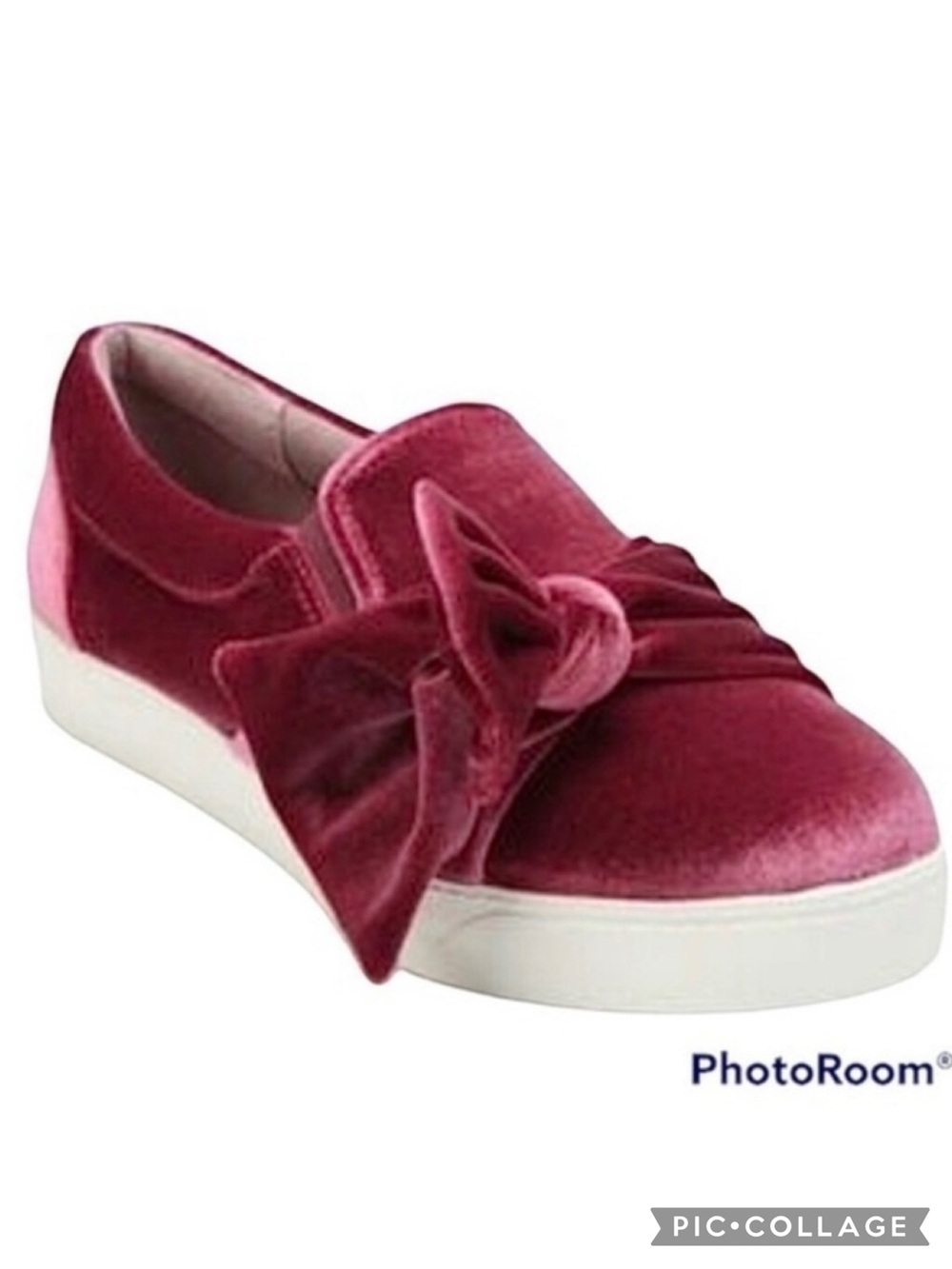 Libby Edelman Caitlyn Sneakers Cranberry Pink Velvet Knot Platform 7.5 Fashion